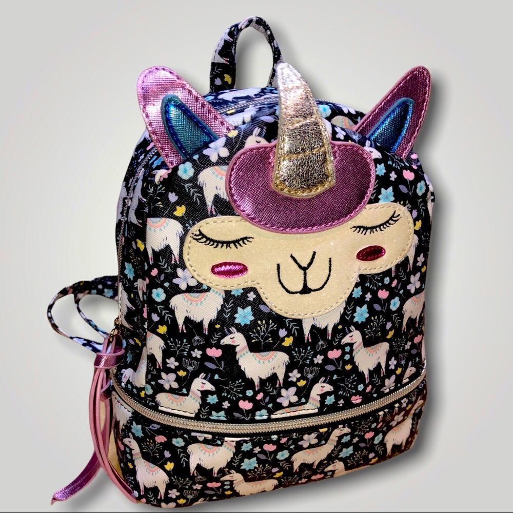 Faux Leather Unicorn Lama Small Backpack